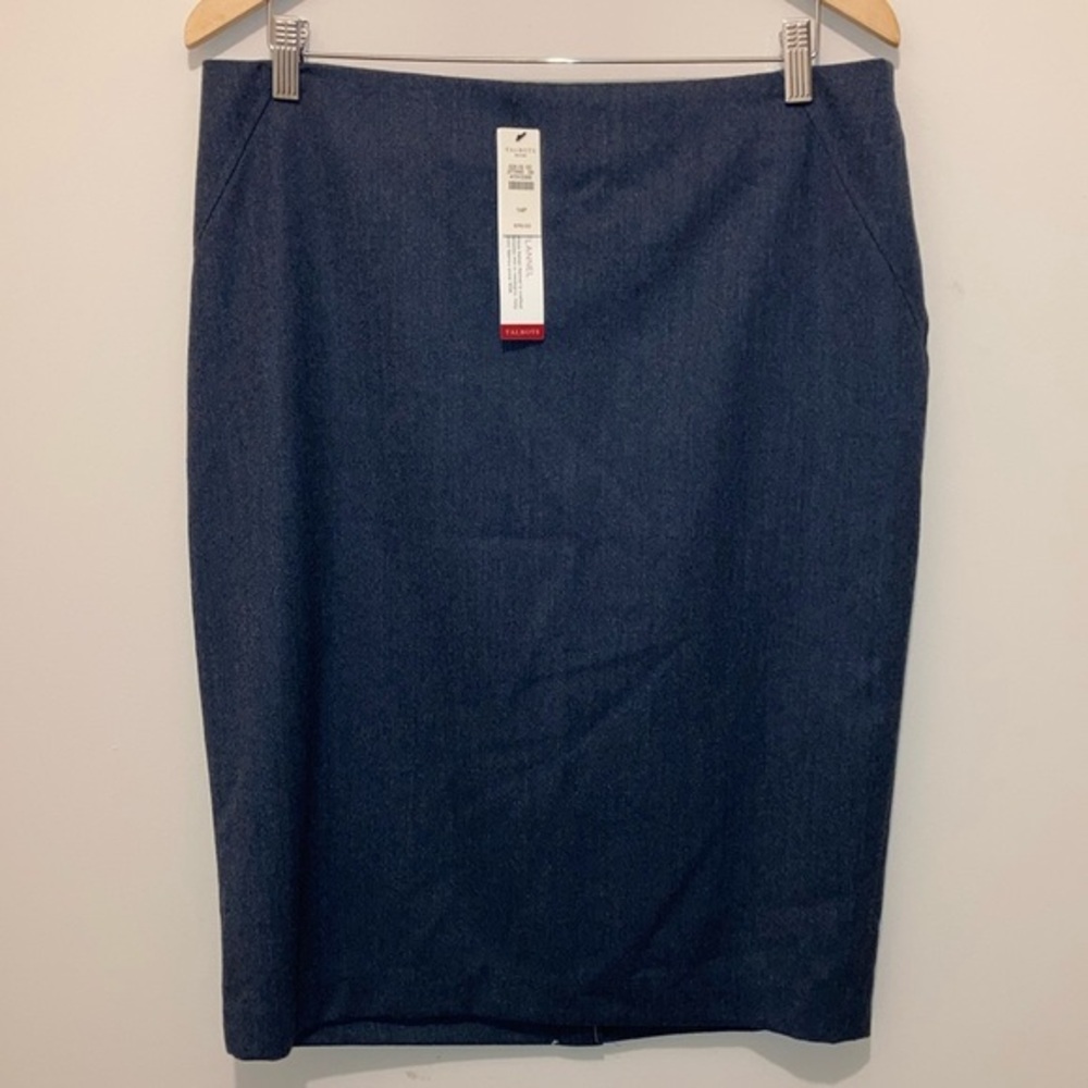 Talbots Italian Flannel  99%wool Denim colored Pencil Skirt. Lined
